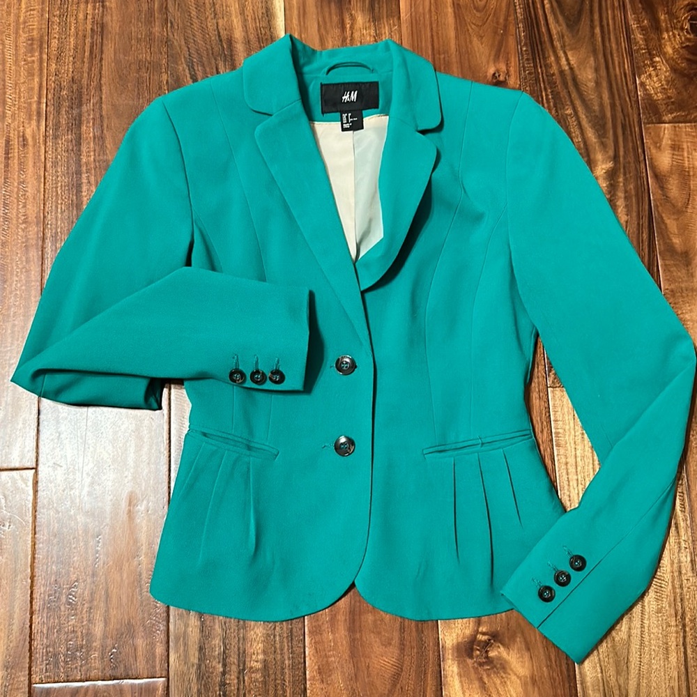 H&M Fitted Green Blazer